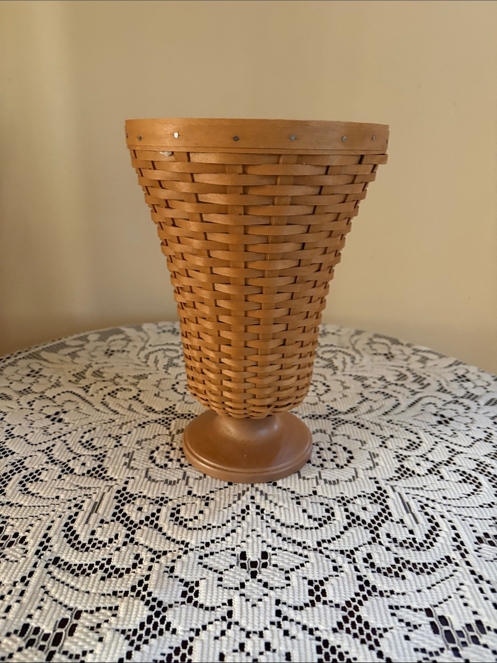 Vintage 2003 Longaberger Woven Gloral Vase Basket -